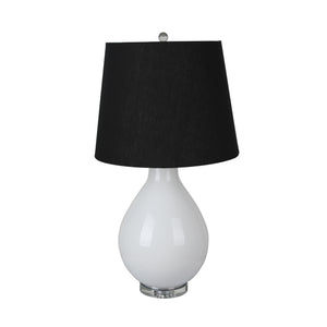 Glass 35" Table Lamp W/ Crystal Base, White - ReeceFurniture.com