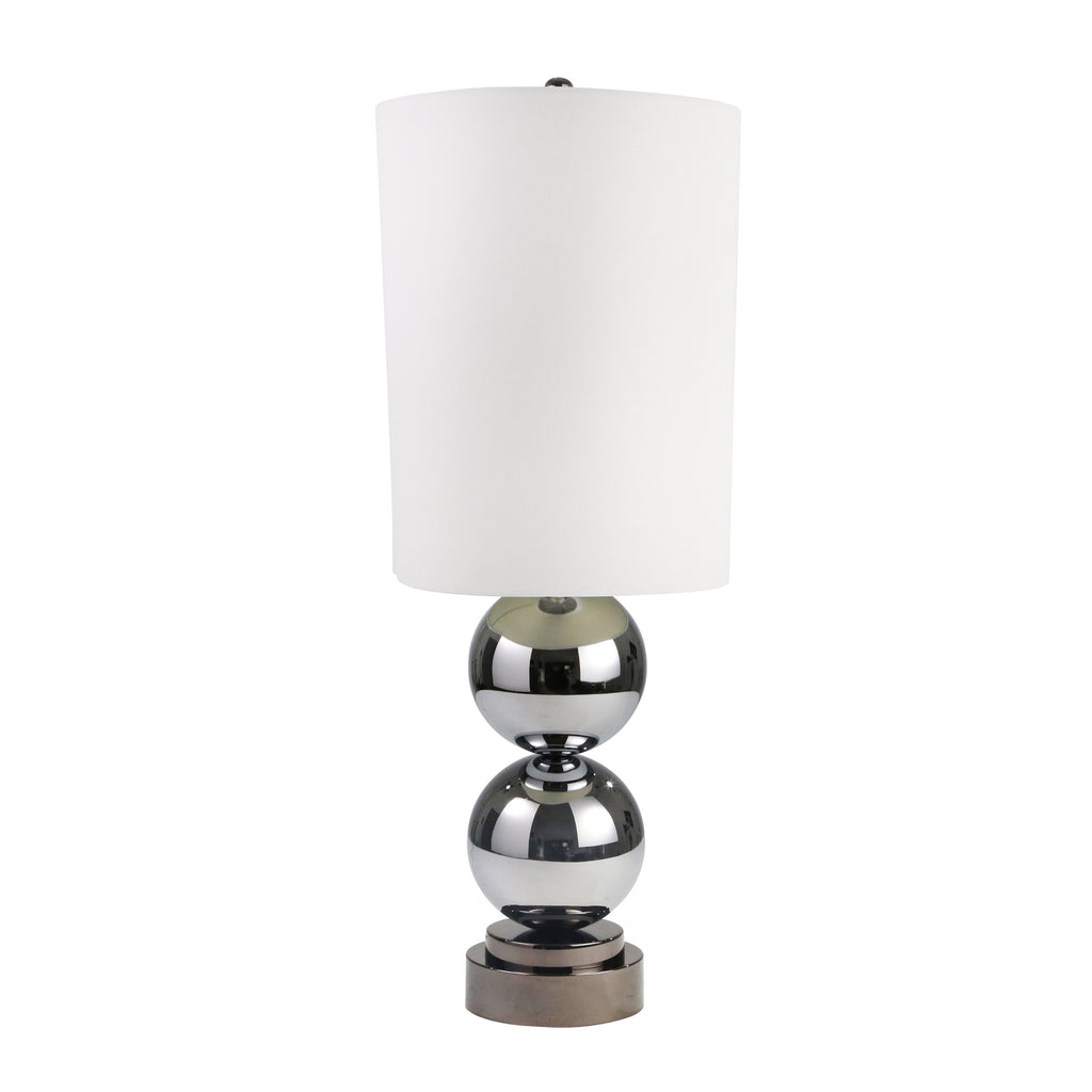 Glass 36" Double Ball Table Lamp, Silver - ReeceFurniture.com