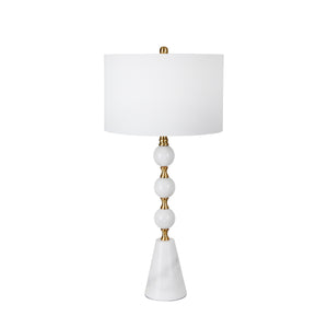 Marble 35" 3 Ball Cone Base Table Lamp, Whte - ReeceFurniture.com