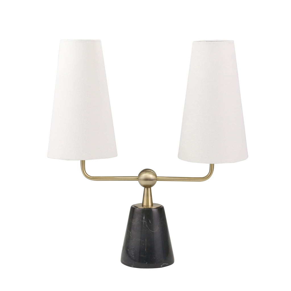 Marble / Metal 23" Twin Lighttable Lamp, Black - ReeceFurniture.com