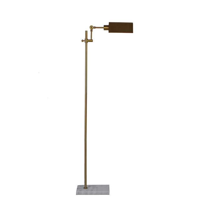 Brass 63" Floor Lamp On Marblebase, Gold