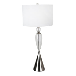 Glass / Metal 39" Cone Table Lmap, Clear/Silver - ReeceFurniture.com
