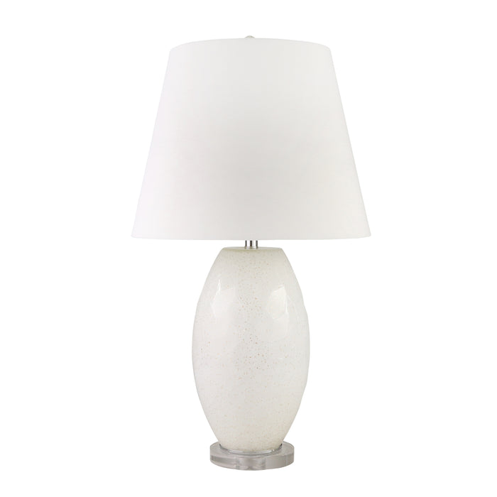 Glass 33" Egg Table Lamp, White
