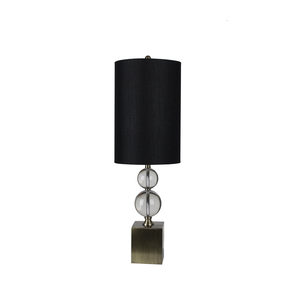 Crystal / Metal Double Ball 37" Tabl Lamp, Clear - ReeceFurniture.com