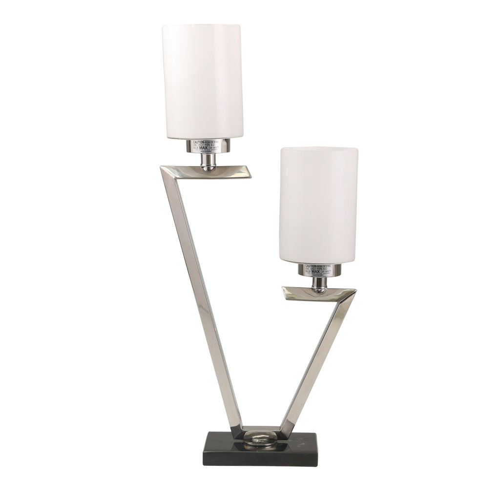 Metal 30" Dual Light Table Lamp, Silver - ReeceFurniture.com