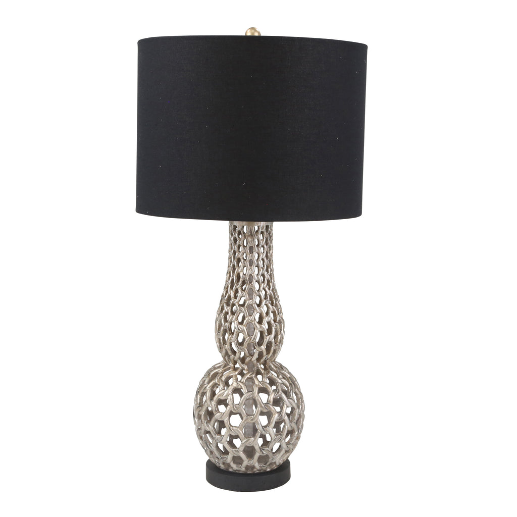 Polyresin 31" Basketweave Table Lamp, Silver - ReeceFurniture.com