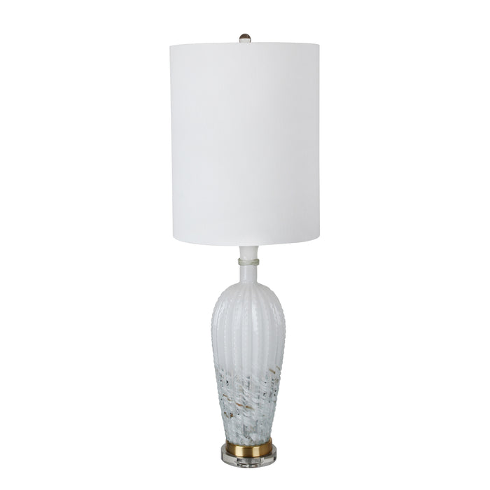 Ceramic, 43" Table Lamp W/Crystal Base, White