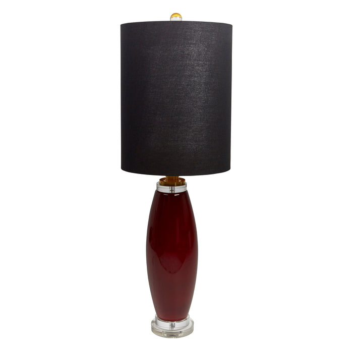 Ceramic, 43" Table Lamp W/Crystal Base, Red