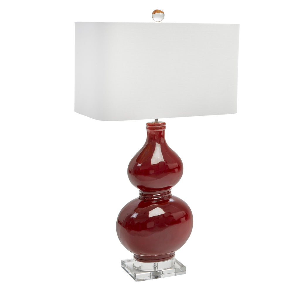 Ceramic 33" Table Lamp W/Crystal Base, Red - ReeceFurniture.com
