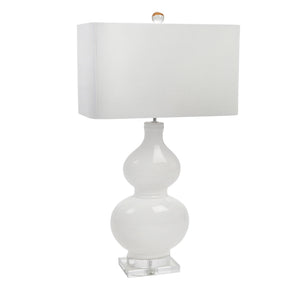 Ceramic 33" Table Lamp W/Crystal Base, White - ReeceFurniture.com