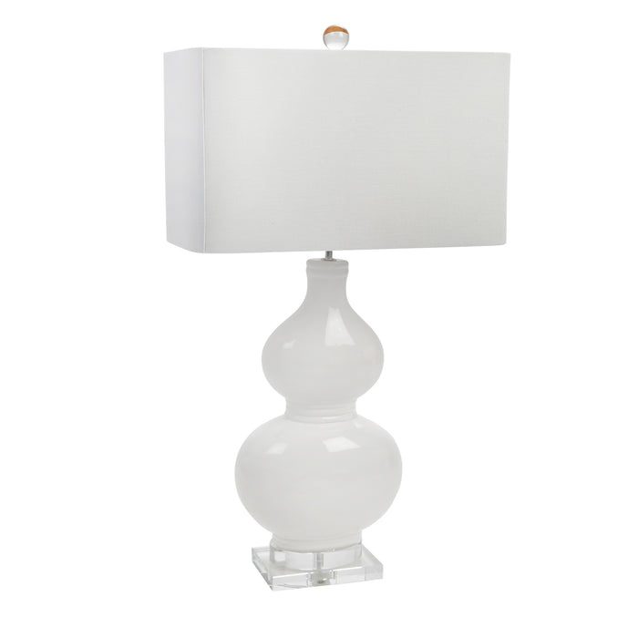 Ceramic 33" Table Lamp W/Crystal Base, White