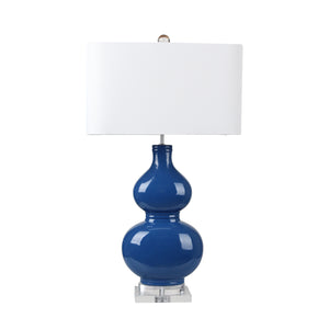 Ceramic 33" Table Lamp W/Crystal Base, Blue - ReeceFurniture.com