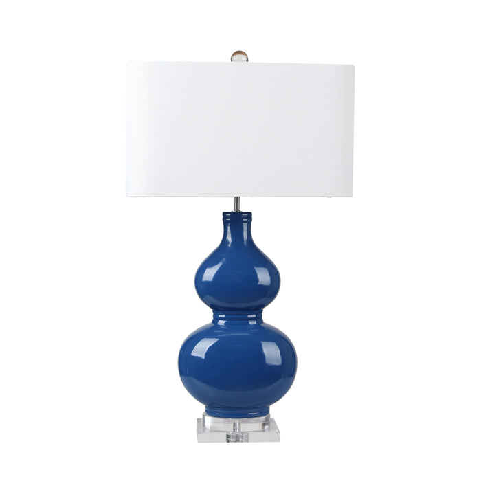 Ceramic 33" Table Lamp W/Crystal Base, Blue