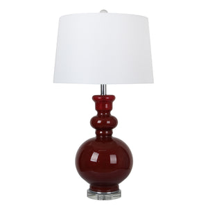 Glass 32" Table Lamp, Red - ReeceFurniture.com
