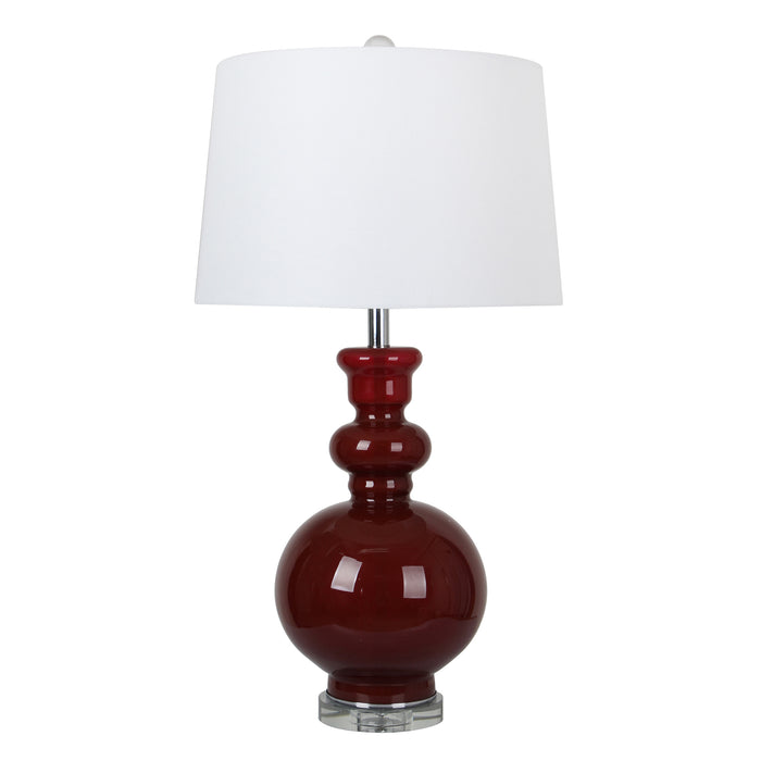 Glass 32" Table Lamp, Red