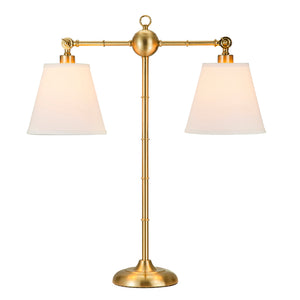 Metal 31" Library Twin Shade Atble Lamp, Gold - Kd - ReeceFurniture.com