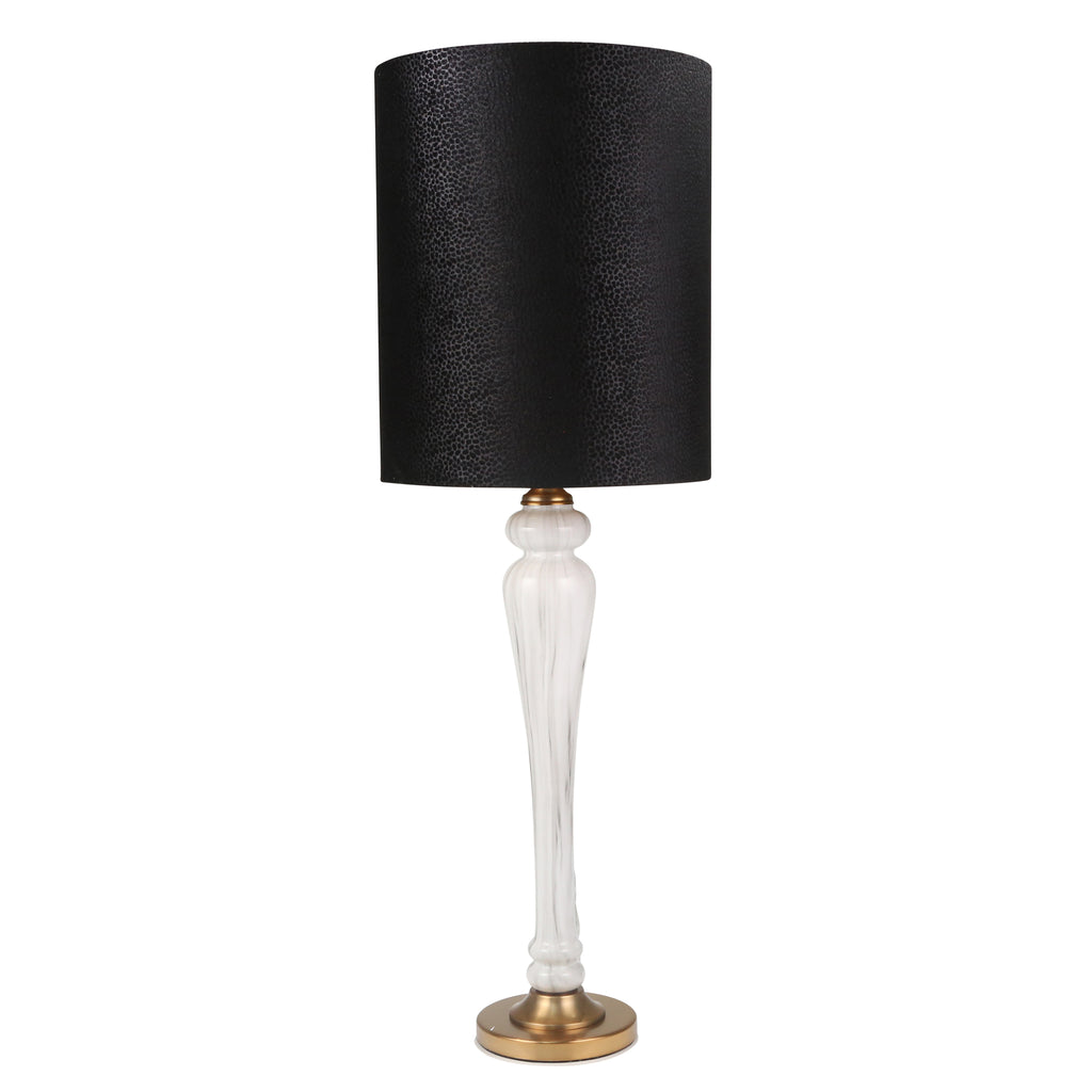Glass 42" Marble Look Pillar Table Lamp, Cream - ReeceFurniture.com