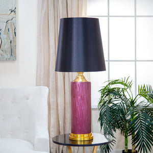 Glass 35" Cylinder Table Lamp,Matt Red - ReeceFurniture.com