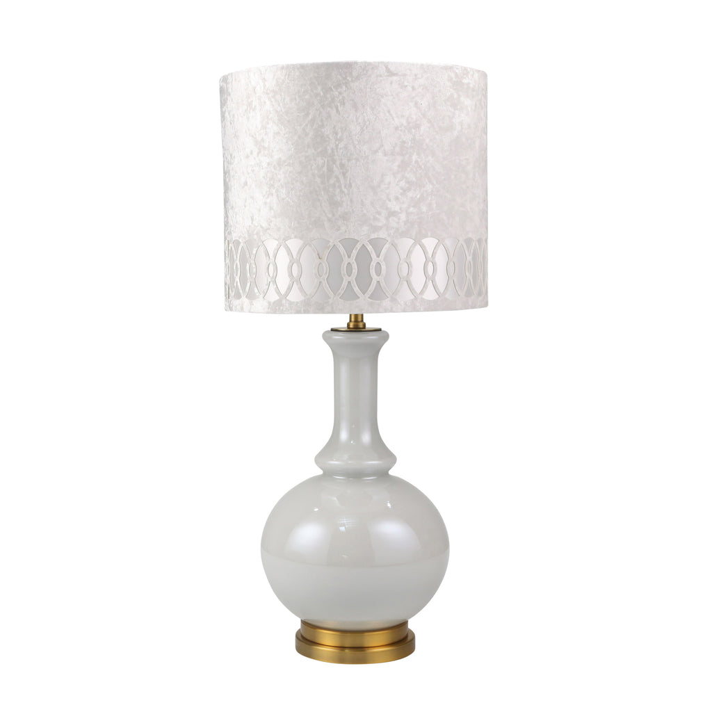 Glass 33" Genie Lamp, Pearl White - ReeceFurniture.com