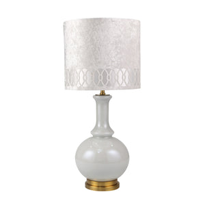 Glass 33" Genie Lamp, Pearl White - ReeceFurniture.com