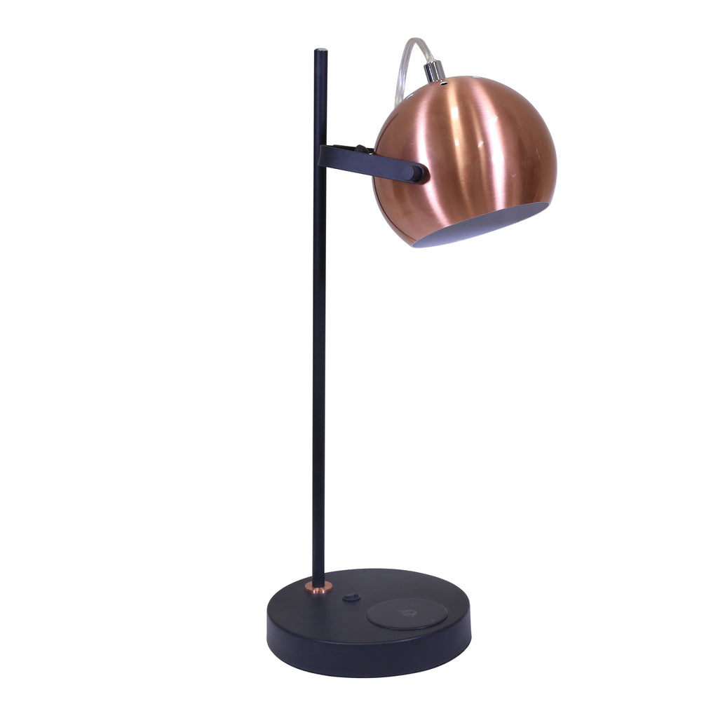 Metal 20" Task Lamp, Matt Black, W/Wireless Charger & Usb - ReeceFurniture.com