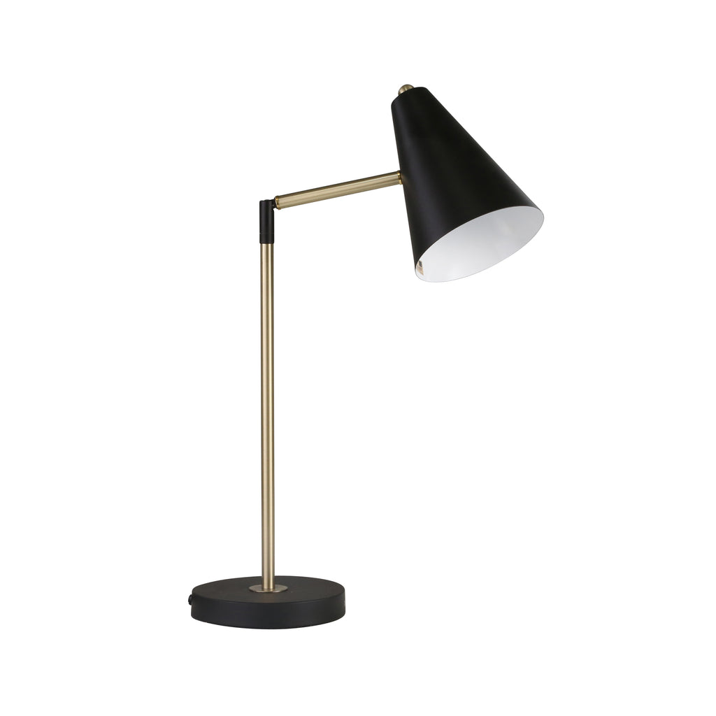 Metal 25" Cone Shade Desk Lamp, Black - ReeceFurniture.com