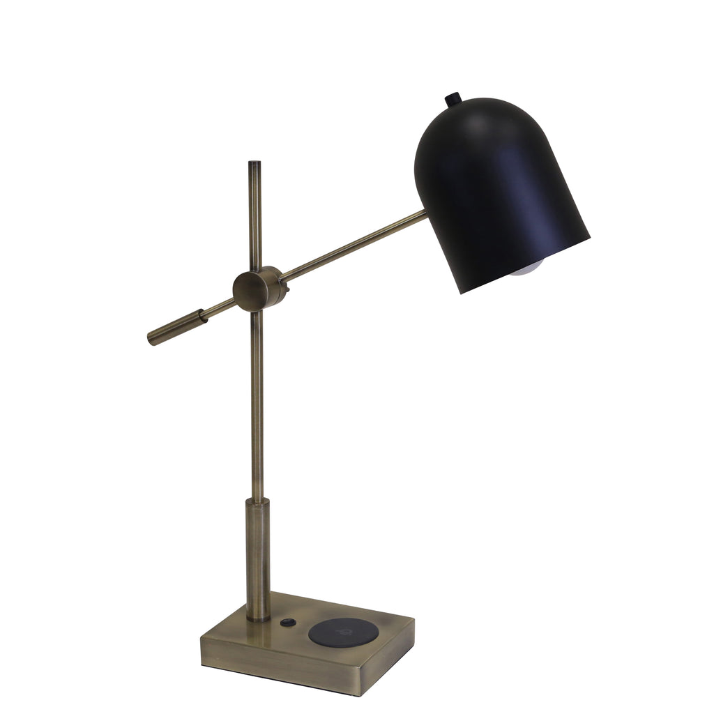 Metal 23" Swing Arm Table Lampw/Wireless Charger & Usb, Gold - ReeceFurniture.com