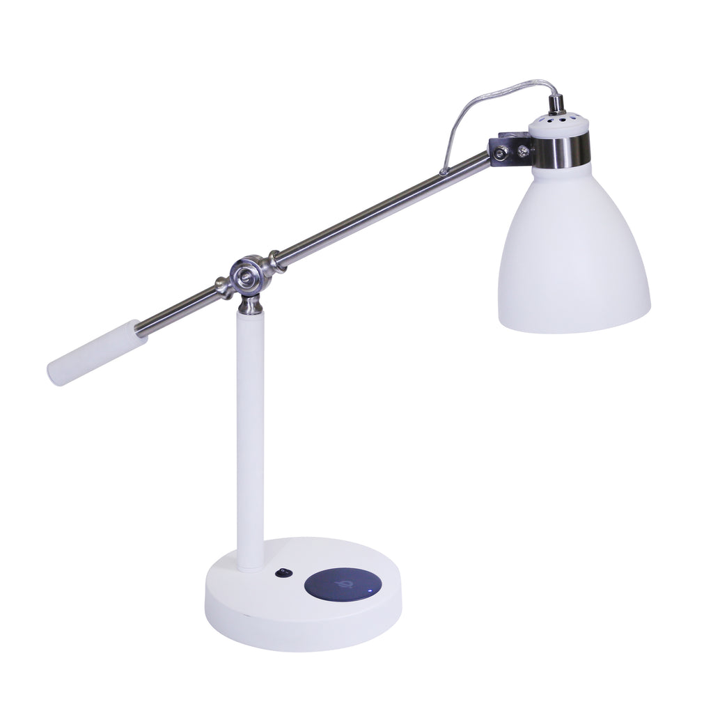 Metal 22" Table Lamp With Usb& Wireless Charger, White - ReeceFurniture.com