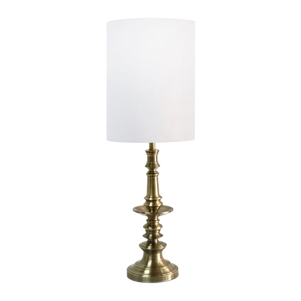 Metal 40" Turned Base Table Lamp, Gold - ReeceFurniture.com