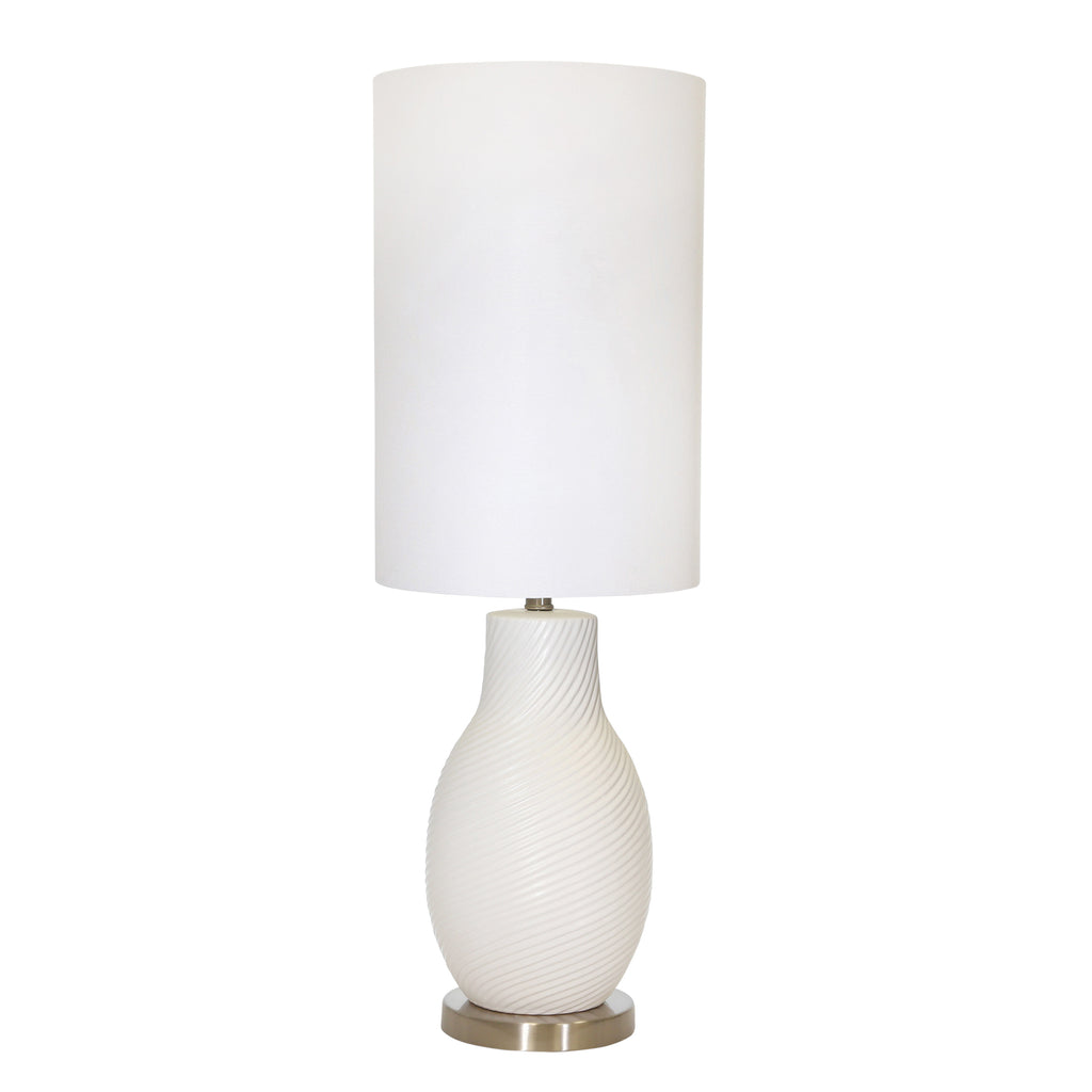Ceramic 35" Swirl Base Table Lamp, White - ReeceFurniture.com