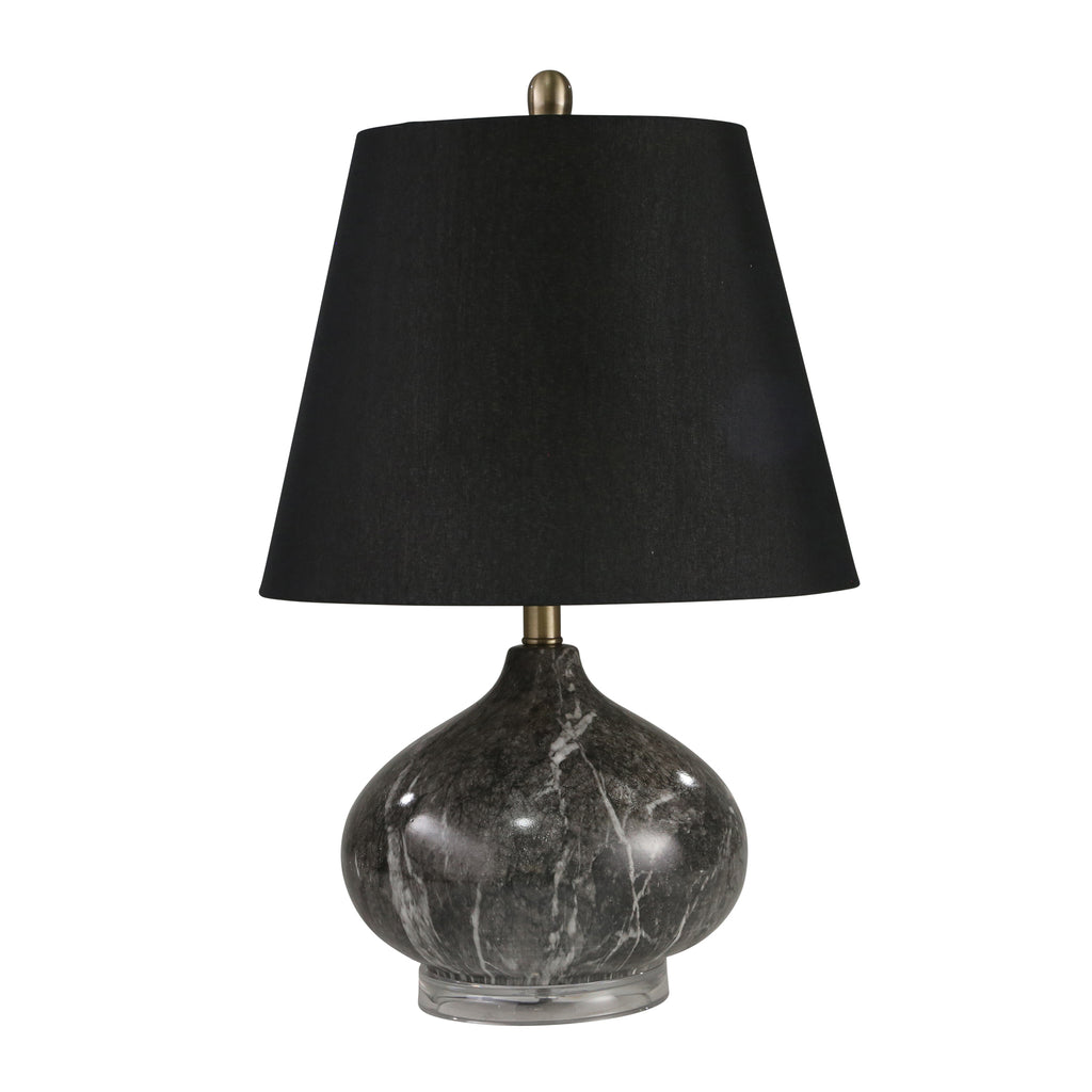 Resin 25" Marble Look Table Lamp, Gray - ReeceFurniture.com