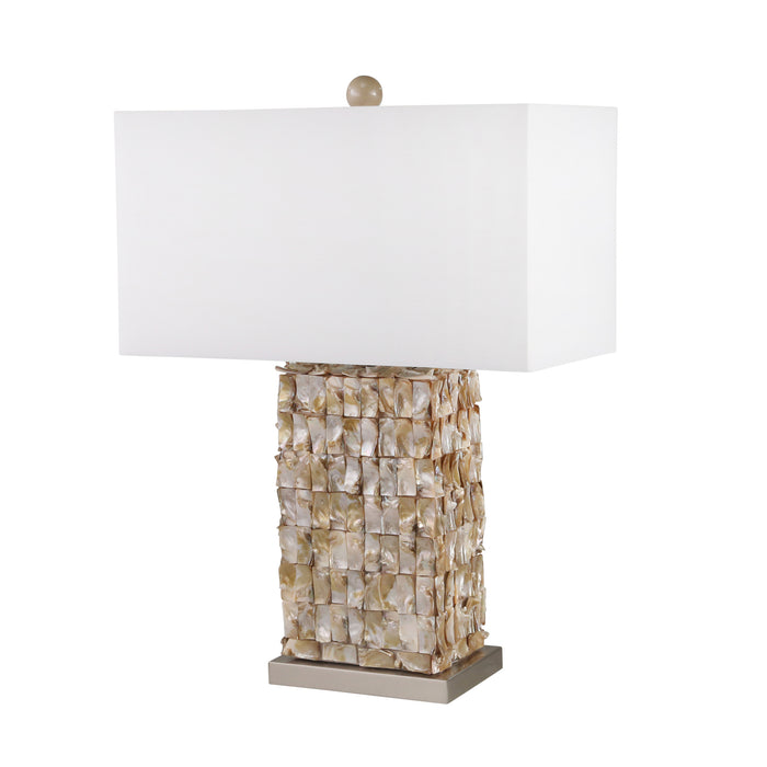 Ceramic 25" Basket Weave Table Lamp, Beige