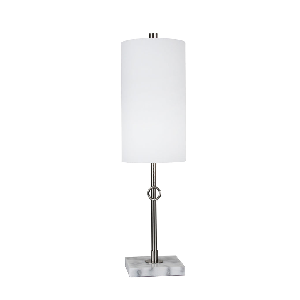 Metal 25" Table Lamp With Marbel Base, Silver - ReeceFurniture.com