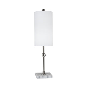 Metal 25" Table Lamp With Marbel Base, Silver - ReeceFurniture.com