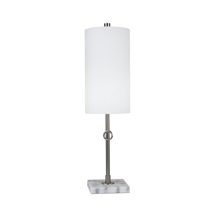 Metal 25" Table Lamp With Marbel Base, Silver
