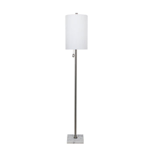 Metal 62" Floor Lamp With Marbel Base, Silver - ReeceFurniture.com