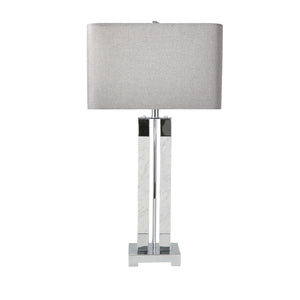 Marble 34" Twin Column Table Lamp, White - ReeceFurniture.com