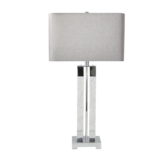 Marble 34" Twin Column Table Lamp, White