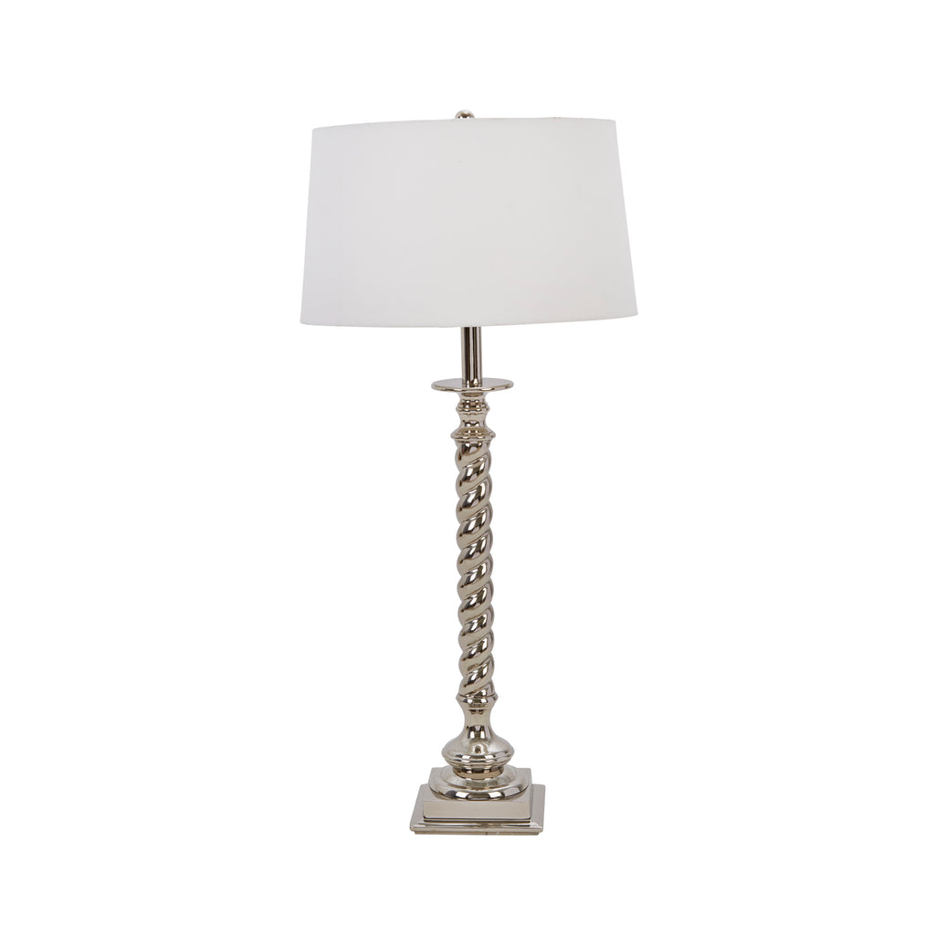 Aluminum 24" Twist Base Tablelamp, Silver - ReeceFurniture.com