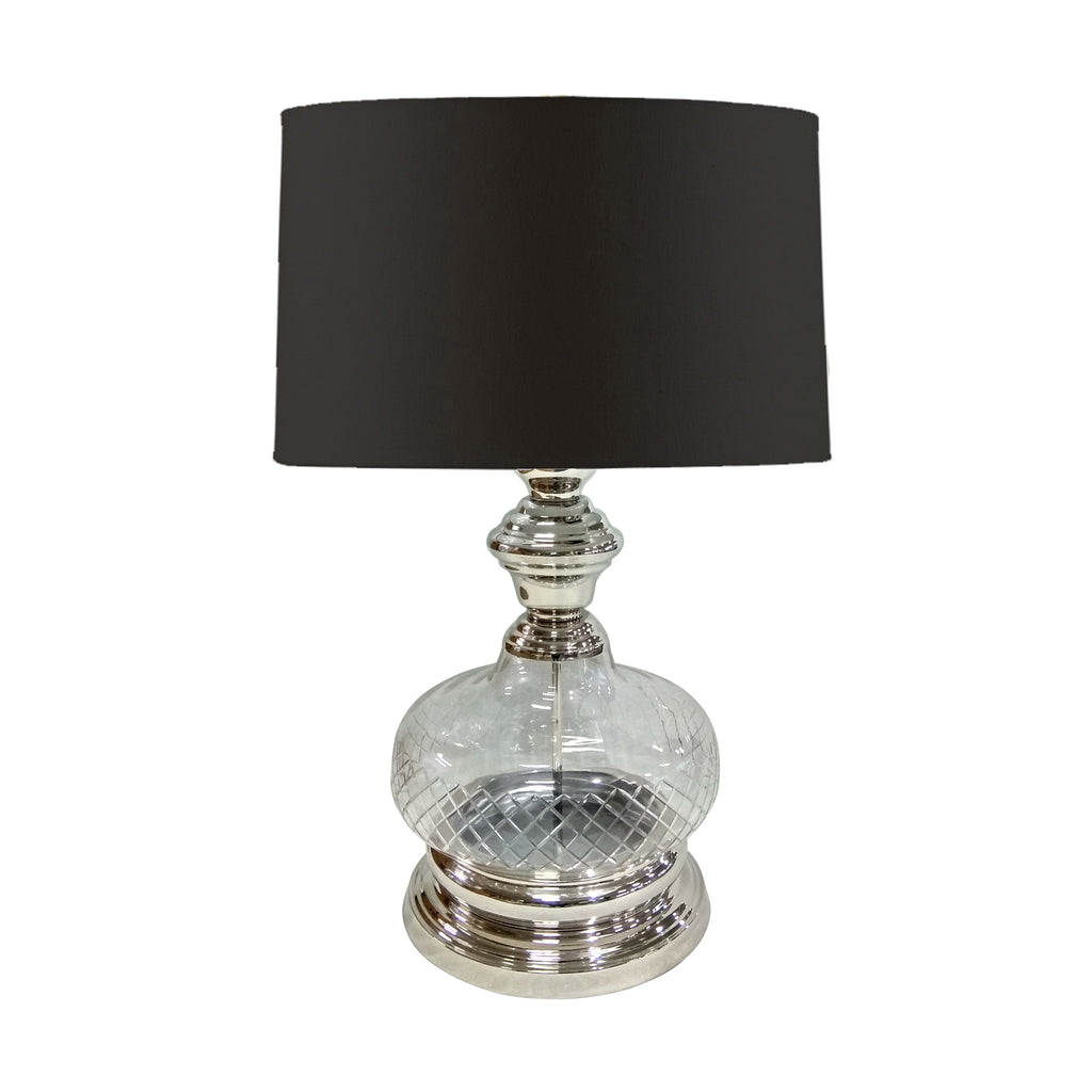 Glass & Stainless Steel 28" Table Lamp, Smoke - ReeceFurniture.com