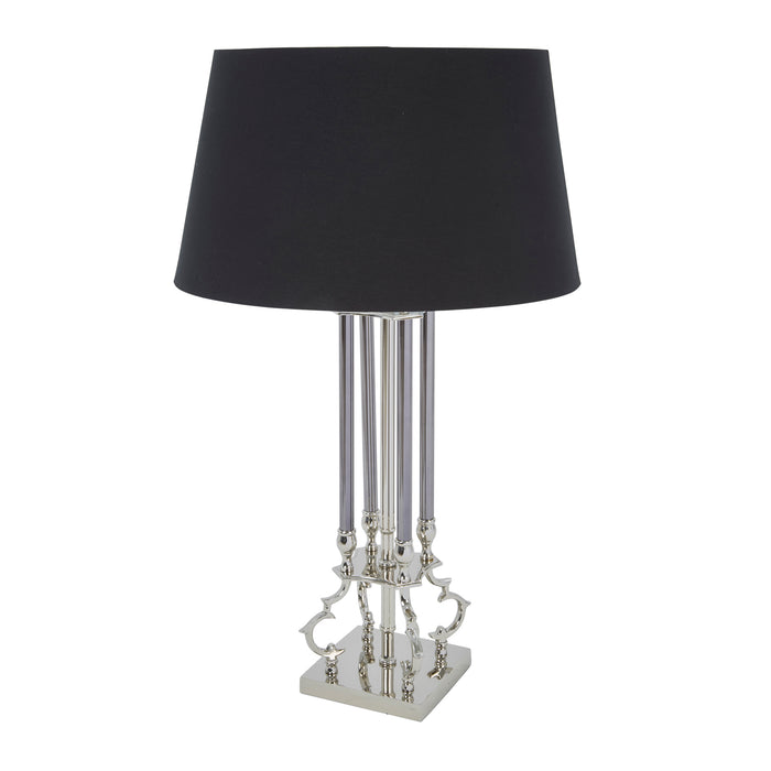Brass 36" Twin Colum Table Lamp, Silver