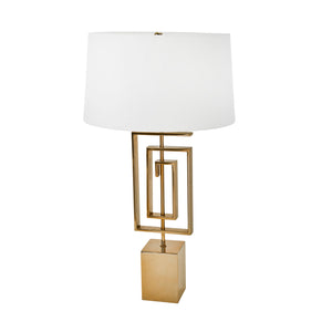 Stainless Steel 28" Geomtetrictable Lamp, Gold - ReeceFurniture.com