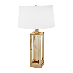 Stainless Stell 27" Square Column Table Lamp, Gold - ReeceFurniture.com