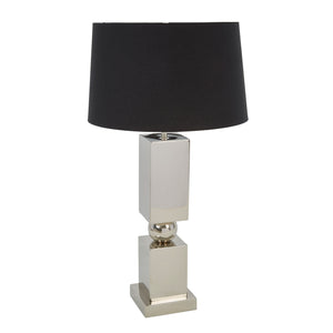 Stainless Steel 28" Geomtetrictable Lamp, Silver - ReeceFurniture.com