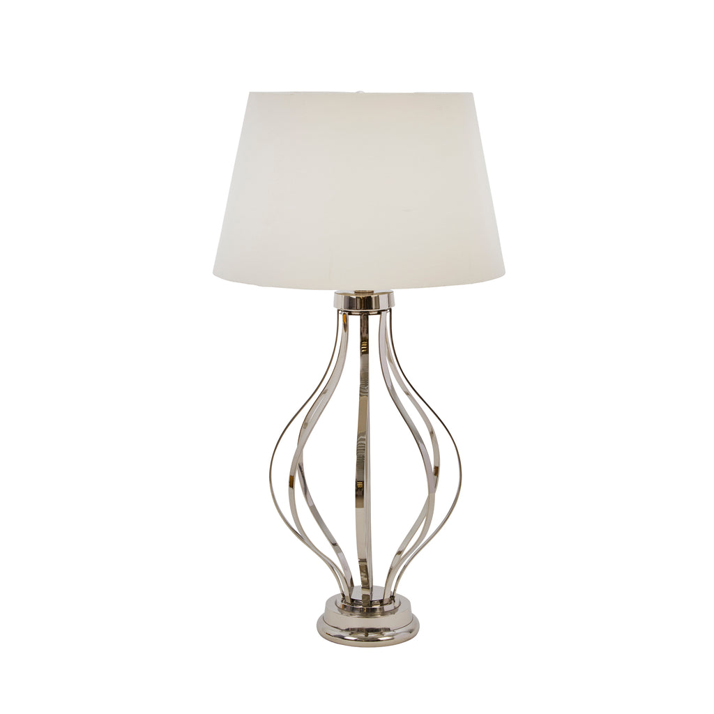 Stainless Steel 24" Open Bodytable Lamp, Silver - ReeceFurniture.com