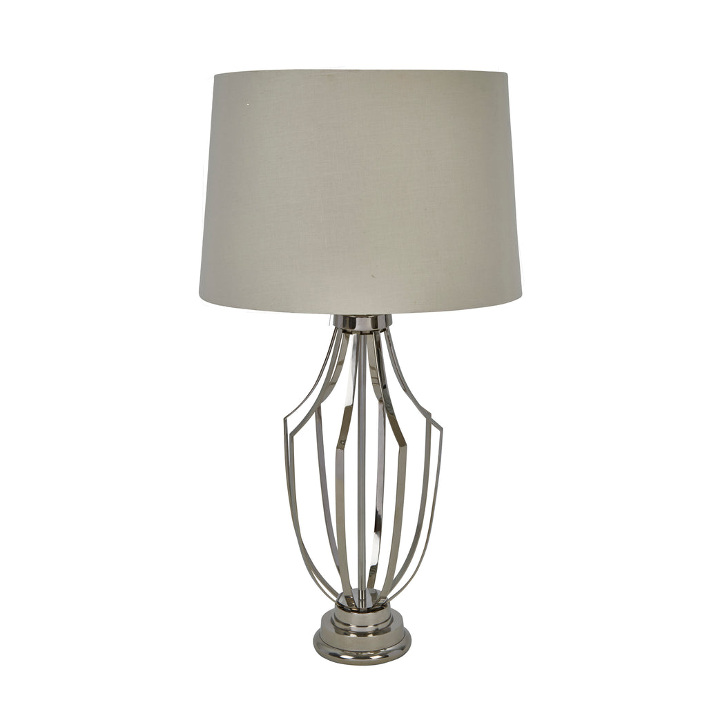 Stainless Steel 25" Open Bodytable Lamp, Silver - ReeceFurniture.com