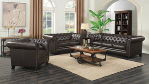 G504551 - Roy Rolled Arm Tufted Living Room - Brown - ReeceFurniture.com