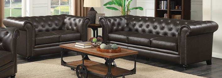 G504551 - Roy Rolled Arm Tufted Living Room - Brown - ReeceFurniture.com
