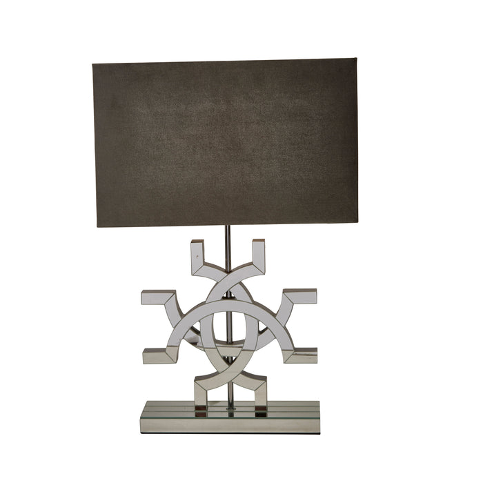 Mirrored 30" Geometric Table Lamp, Silver