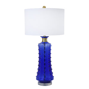 Glass 32" Table Lamp , Royal Blue - ReeceFurniture.com